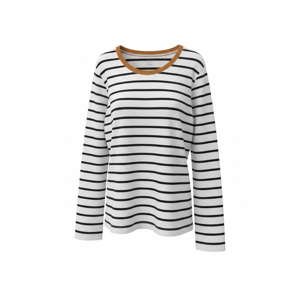 Madewell Northside Long Sleeve Vintage Tee Etta Stripe - Mustard Neck - Size M